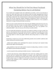 What You Should Do To Find Out About Facebook Marketing Before You're Left Behind.doc
